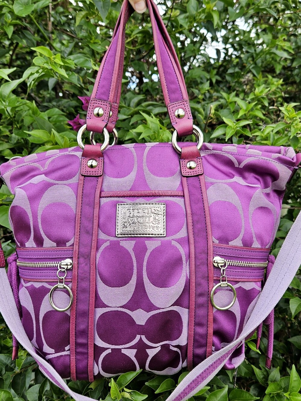 Coach Poppy Signature Spotlight 13843 Purple Sateen Shoulder Crossbody Bag Y2K